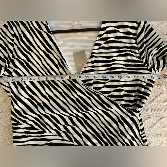 Chico’s Textured Black and White Striped Mid Length Dress Women’s medium - Picture 16 of 16